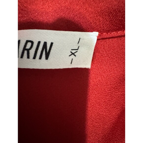 GRACE KARIN Satin Blouse Wide Lapel V Neck Long Sleeve NWT red XL classic office - Picture 12 of 12